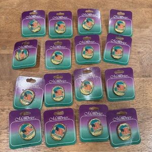 Vintage American Flag Lapel Pins Lot of 16 New Americana Patriotic 4th of July